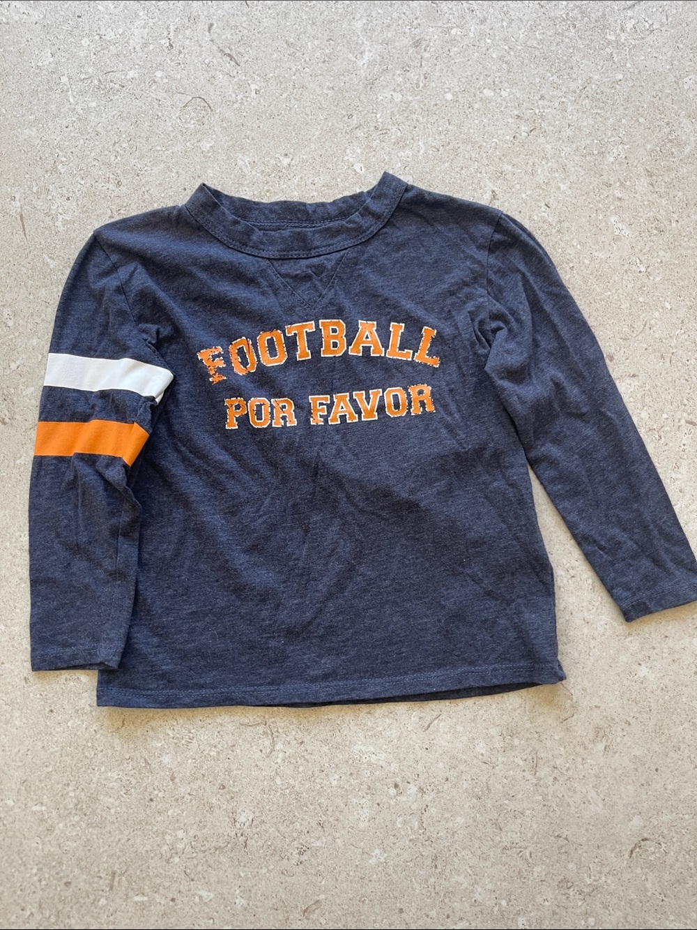 Chaser Navy Long-Sleeve Tee with Orange & White Sleeve Stripes